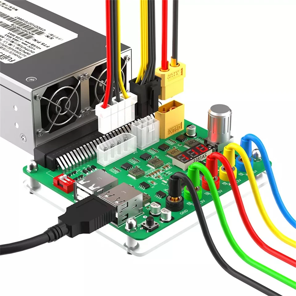 4*USB2.0 QC 2.0/QC 3.0 for HP ATX 6Pin Power Supply Breakout Board Voltage Knob - Image 3 of 4