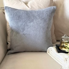 Dark Gray Decorative Velvet Pillow Cover, Ribbed Cushion - Dark Gray Cords
