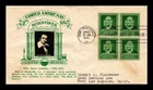 DR JIM STAMPS US COVER AUDUBON FAMOUS AMERICANS FDC BLOCK OF 4 CROSBY PHOTO