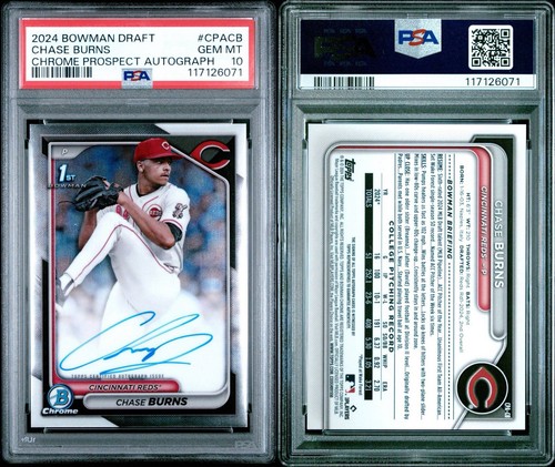 2024 Bowman Draft #CPA-CB Chase Burns Auto PSA 10 - Picture 3 of 3