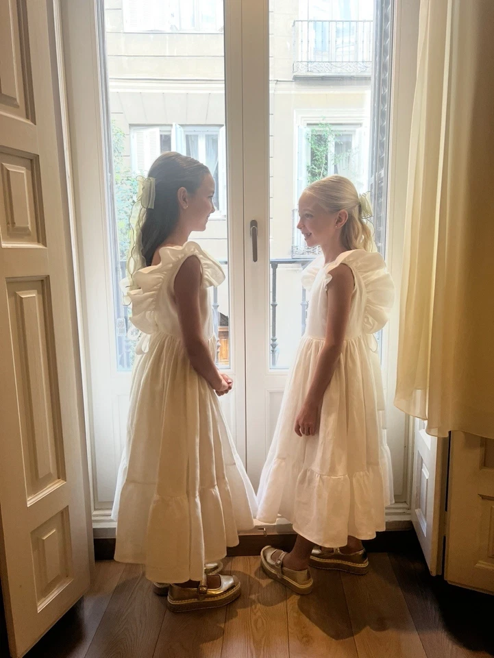 Girl Maxi Linen dress, Boho Style, Size 7 And Size 9 (2 Dresses), Flower Girl - Image 4 of 4