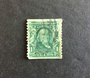 US STAMPS SC# 318 1c Franklin Perf 12 Vert. Coil USED Fake? Huge CV$$