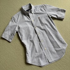 Ralph Lauren Short Sleeve Oxford Shirt XS Blue Grey Japan