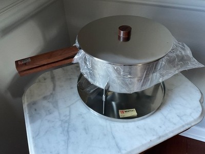 MCM Stelton Arne Jacobsen Stainless & Teak Chaffing dish Denmark New #600