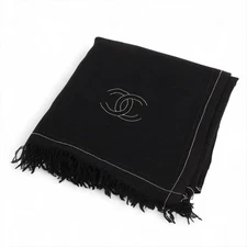 Chanel Coco Mark Stole Cashmere & Silk Black