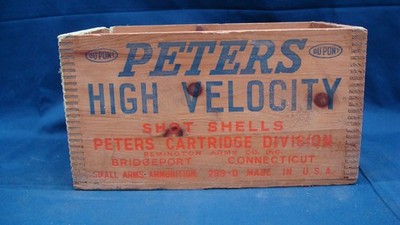 Vintage Peters High Velocity Wood Ammo Box 20 Ga 4 Shot Ammunition Crate