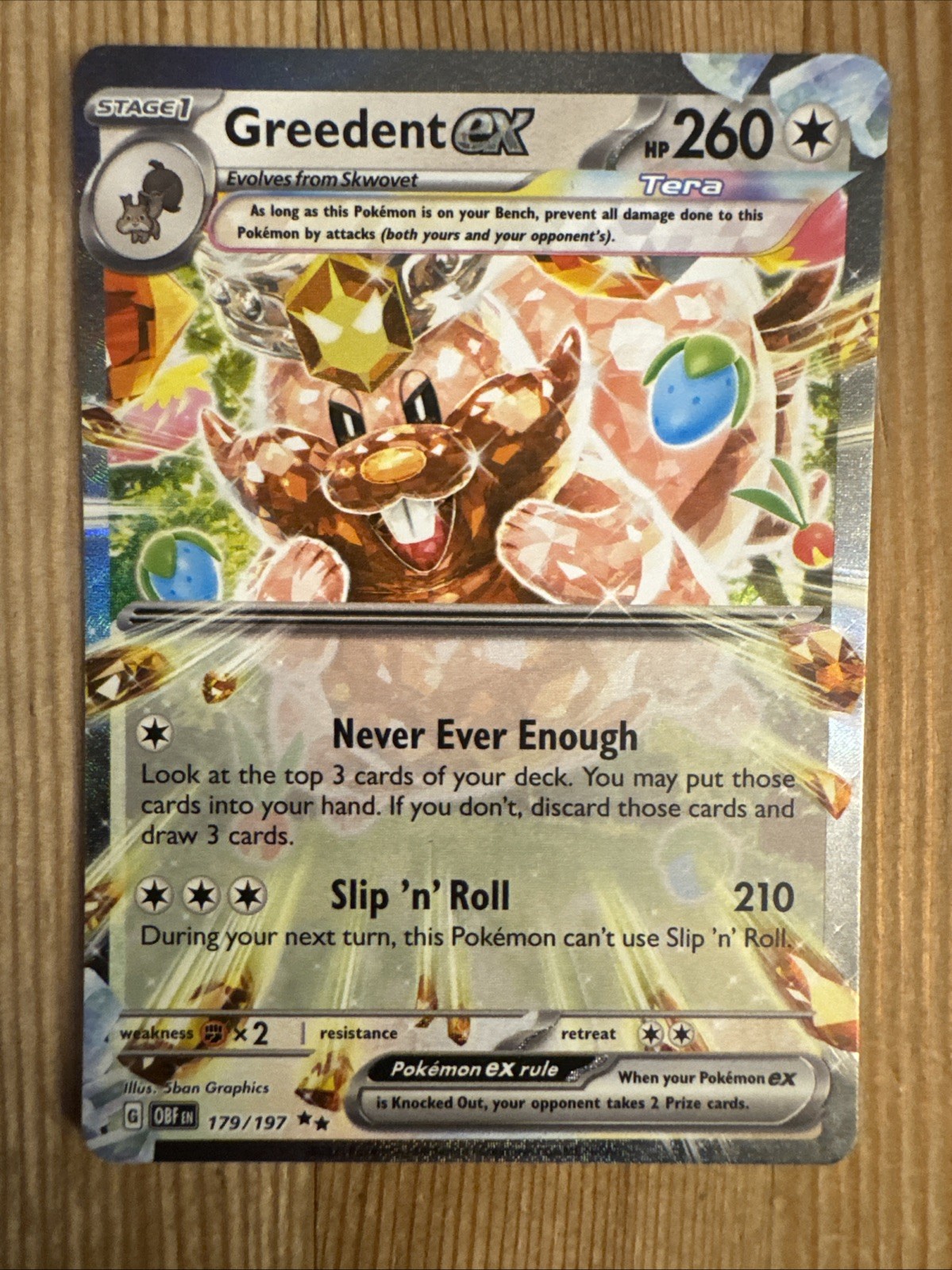 Greedent EX  179/197 - Pokemon Obsidian Flames Double Rare Holo NM