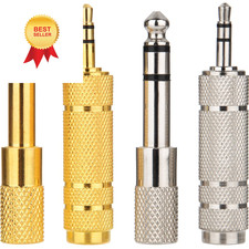EBOOT 4 Pieces Headphone Adapter 6.35 mm 1/4 Inch Male to 3.5 Golden,Silver