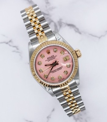 Rolex Datejust Ladies 26mm with Pink MOP Diamond Dial With BOX & PAPERS
