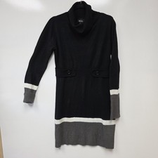 Iz Byer Sweater Dress Juniors XL Black Colorblock Knit Cowl Neck Long Sleeve