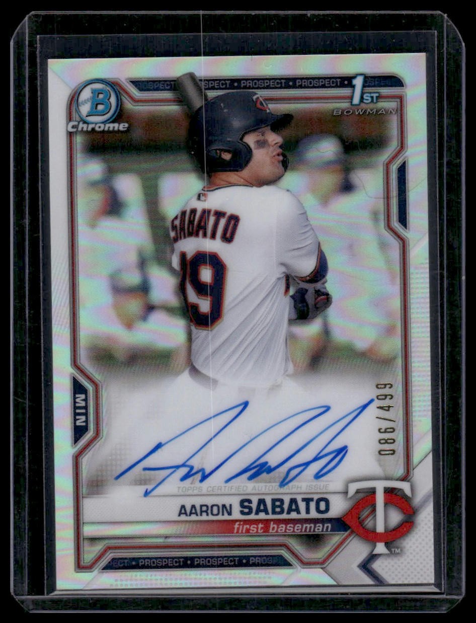2021 Bowman #CPA-AS Aaron Sabato Chrome Prospect Autographs Refractor #/499