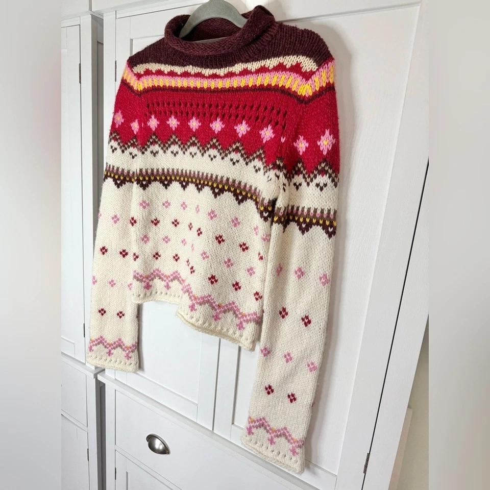Suéter tejido de lana de cordero Abercrombie & Fitch vintage Y2K para mujer mediano Fair Isle Foto 2 de 4