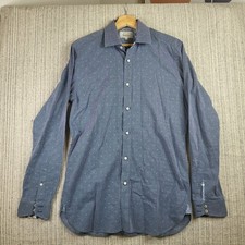 Ted Baker Endurance Shirt Mens 15.5 34/35 Blue Dot Pattern Button Up Long Sleeve