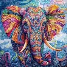 Abstract Elephant Diamond Art Kits for Adults, Animal Diamond Painting for Begin
