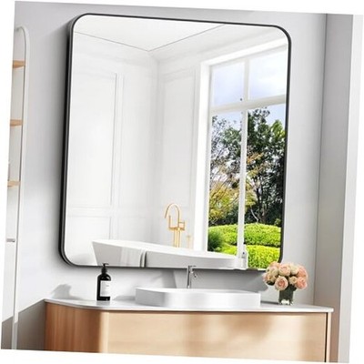40'' x 36''Bathroom Mirror, Matte Wall Mirror with Metal Frame, 40''L x 36''W Black