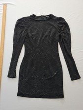 Ladies Dress AX Paris Size 10 Long Sleeve Metallic Fleck Black 30402