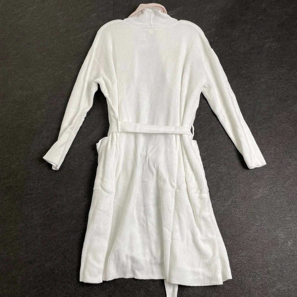 Barefoot Dreams CCUL Tipped Ribbed Robe Women's Size L/XL Stone/Pearl - Image 3 of 4