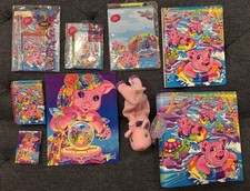 vintage Lisa Frank stationary Pig Themed Lot, Used, Some Sealed, 3 Ring Binder,