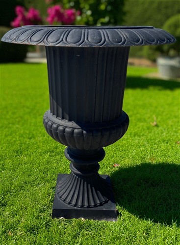 39" Tall Cast Iron Fluted Urn, Flower Pot Planter, Garden Patio Yard Art, B7