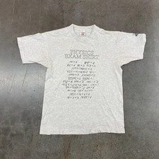 VTG Physics Exam Shirt Fruit of the Loom Single Stitch Gray Tee Mens Large