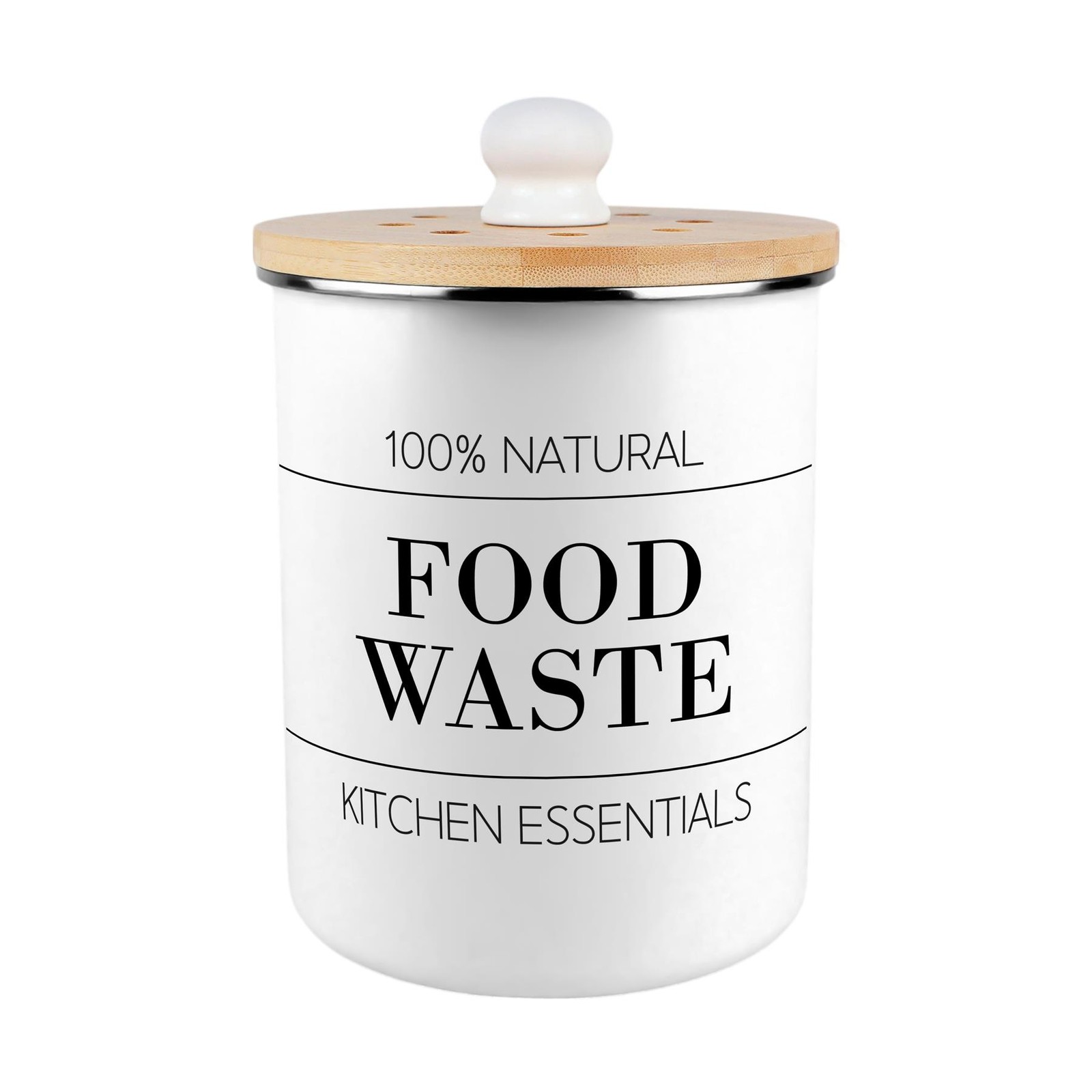 Kitchen Essentials Food Waste Caddy - Decorative Kitchen Compost Bin, 2L