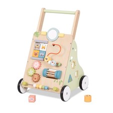 Wooden Baby Walker with Wheels, Montessori Baby Push Walker, Sit to Stand Wal...