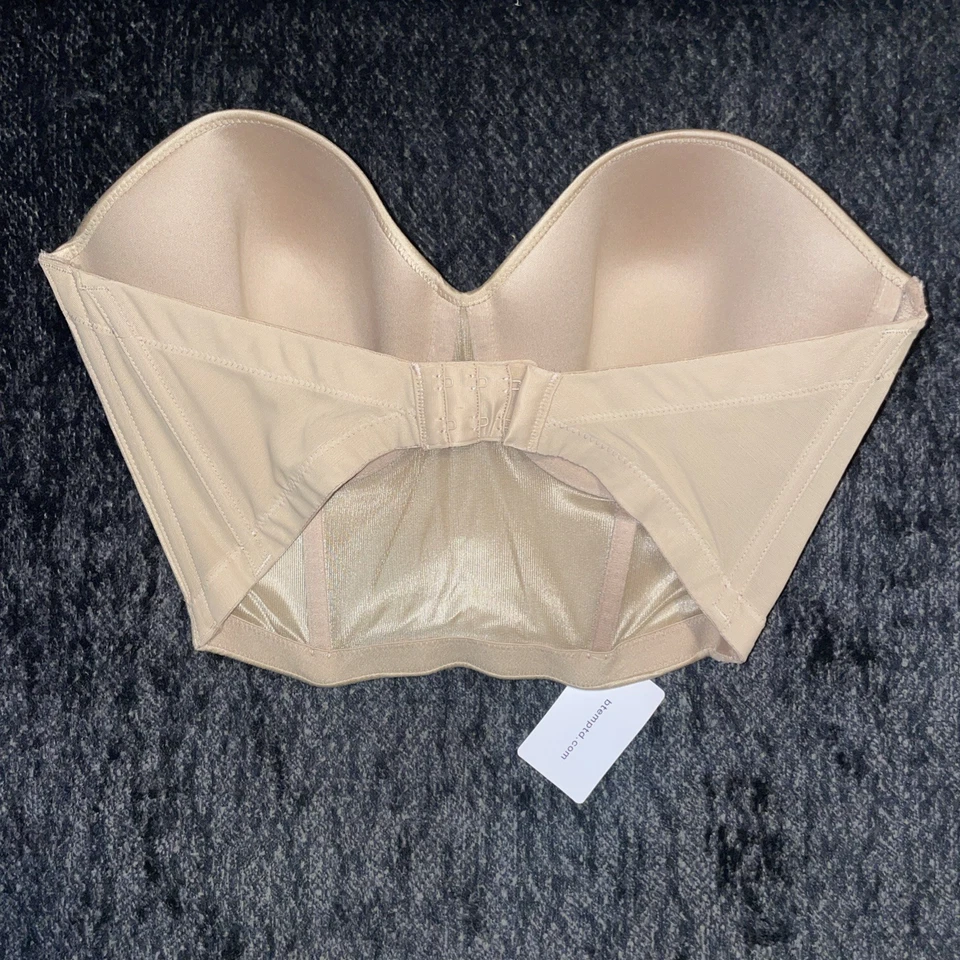 Sujetador B.Temptd Crema Sin Tirantes Longline 36DD Suave Moldeado Copas Espalda Ajustable Foto 3 de 4