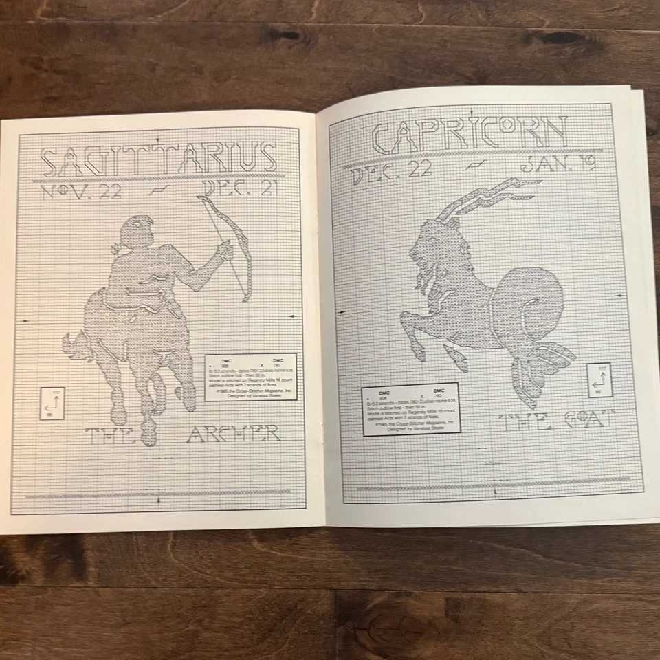 Zodiacs Counted Cross Stitch Alphabet Charts Patterns Book Vintage 1985 - Image 4 of 4