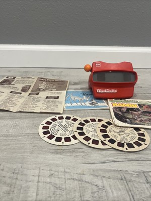 Vintage Orange 3D View-Master Viewer Toy  With Bambi Reel A-C and Story Booklet