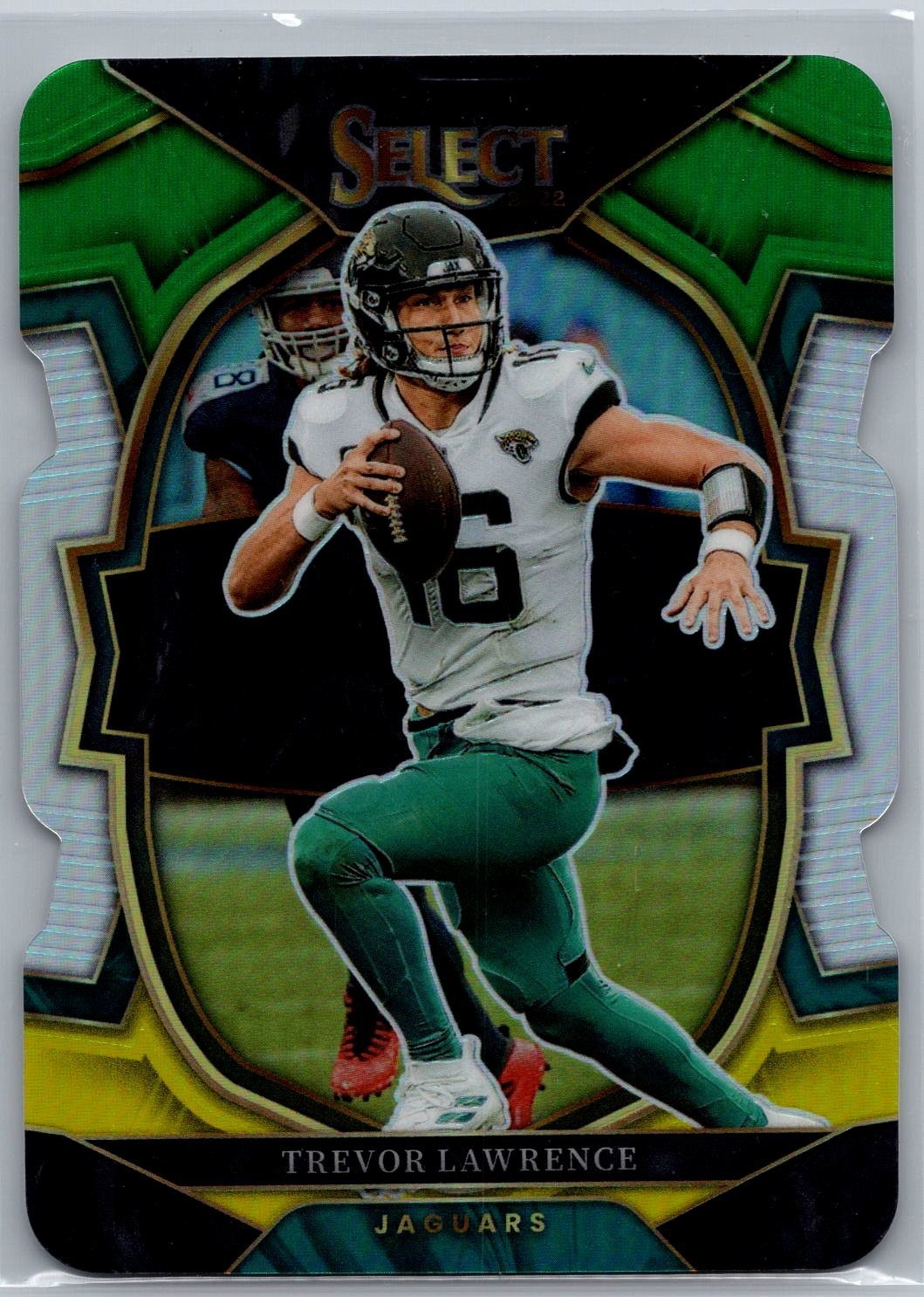 2022 Panini Select #41 Trevor Lawrence Green Yellow Die Cut Jaguars