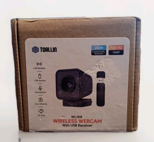 TOALLIN 1080P HD Wireless Webcam for PC, Built-in Noise-Canceling Microphone
