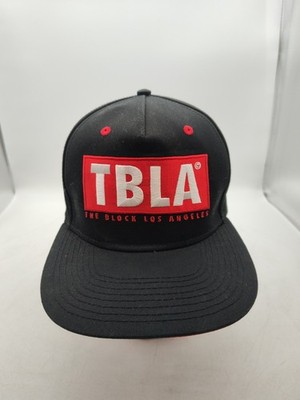The Block Los Angeles-TBLA-Baseball Hat/Cap-Black/Red-Adjustable Strapback-NICE