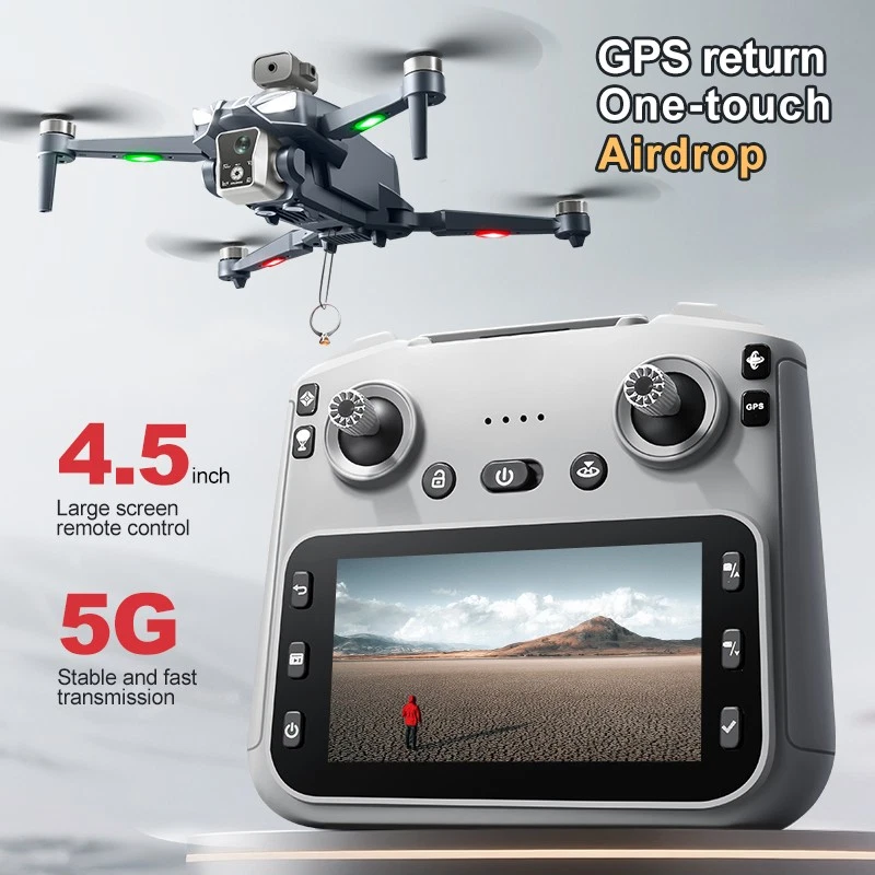 Airdrop GPS Drone 4.5" Screen Intelligent Obstacle Avoidance 4K Camera UAV - Image 4 of 4