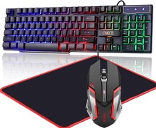 Jugeo De Teclado Y Mouse Gamer Para Gaming Multicolor LED Raton Negro RGB Nuevo