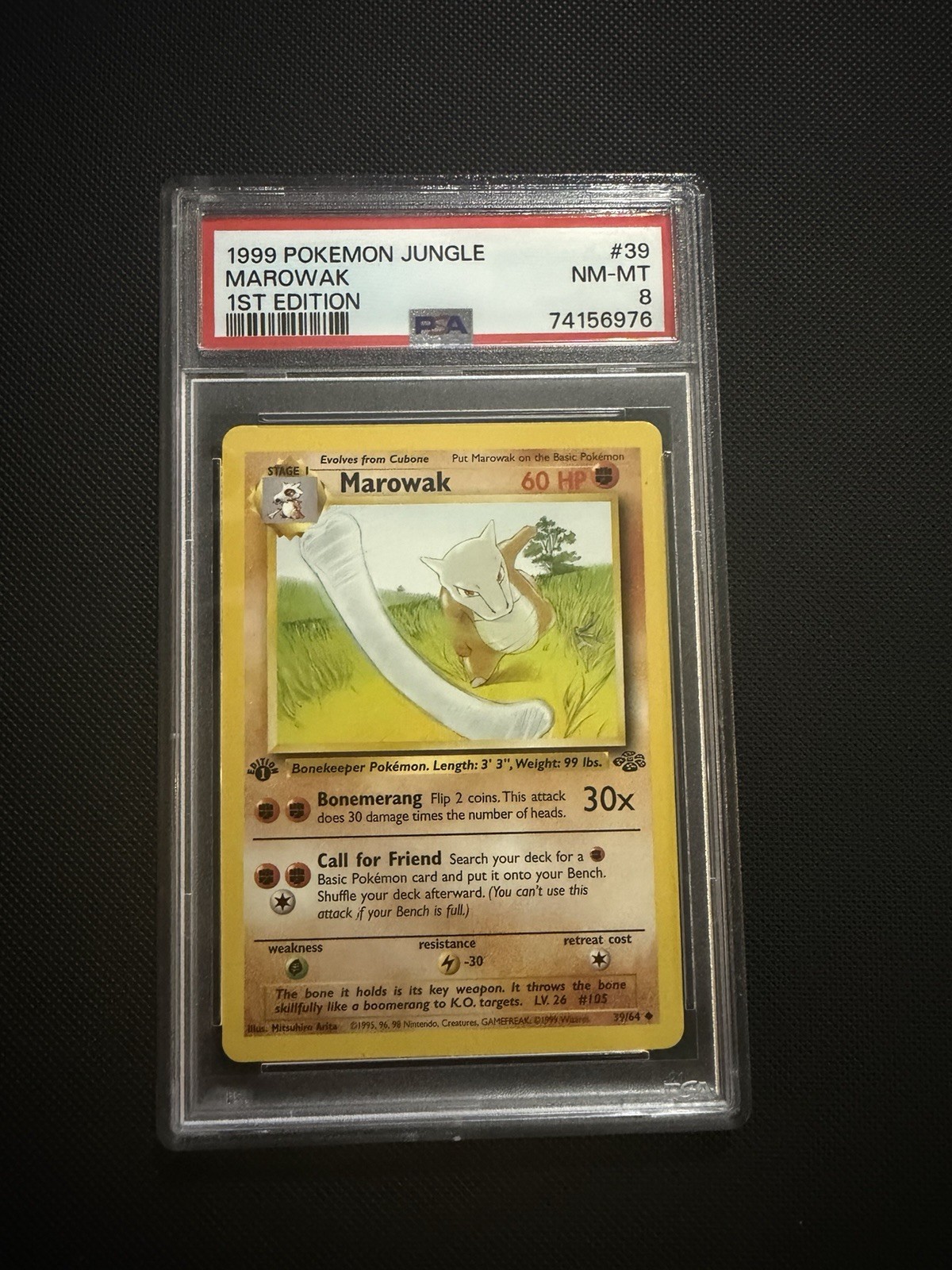 Pokémon TCG Jungle 1st Edition Marowak 39/64 Uncommon PSA 8 NM-MT