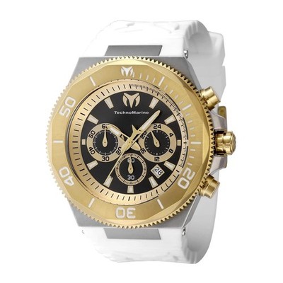 Authentic TechnoMarine TM-224019 Quartz Watch Black Dial Silicon 49mm Men