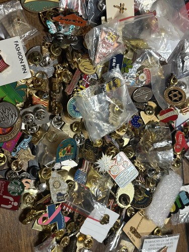 1lb Vintage modern Collectible Enamel Pin Lot Olympics Travel Scouts Estate Find