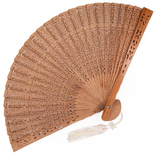 Vintage Die-Cut Fragrant Sandalwood Kyoto Incense Sented Folding Fan: Feb24-Y - Afbeelding 1 van 5