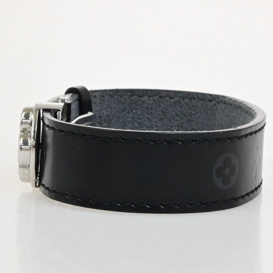 Pulsera Brazalete Buena Suerte LOUIS VUITTON Monograma Cuero Negro M6447 62KA563 Foto 2 de 4