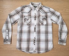 Buckle BKE Shirt Mens Large Brushed Plaid Western Pearl Snap Athletic Fit Button