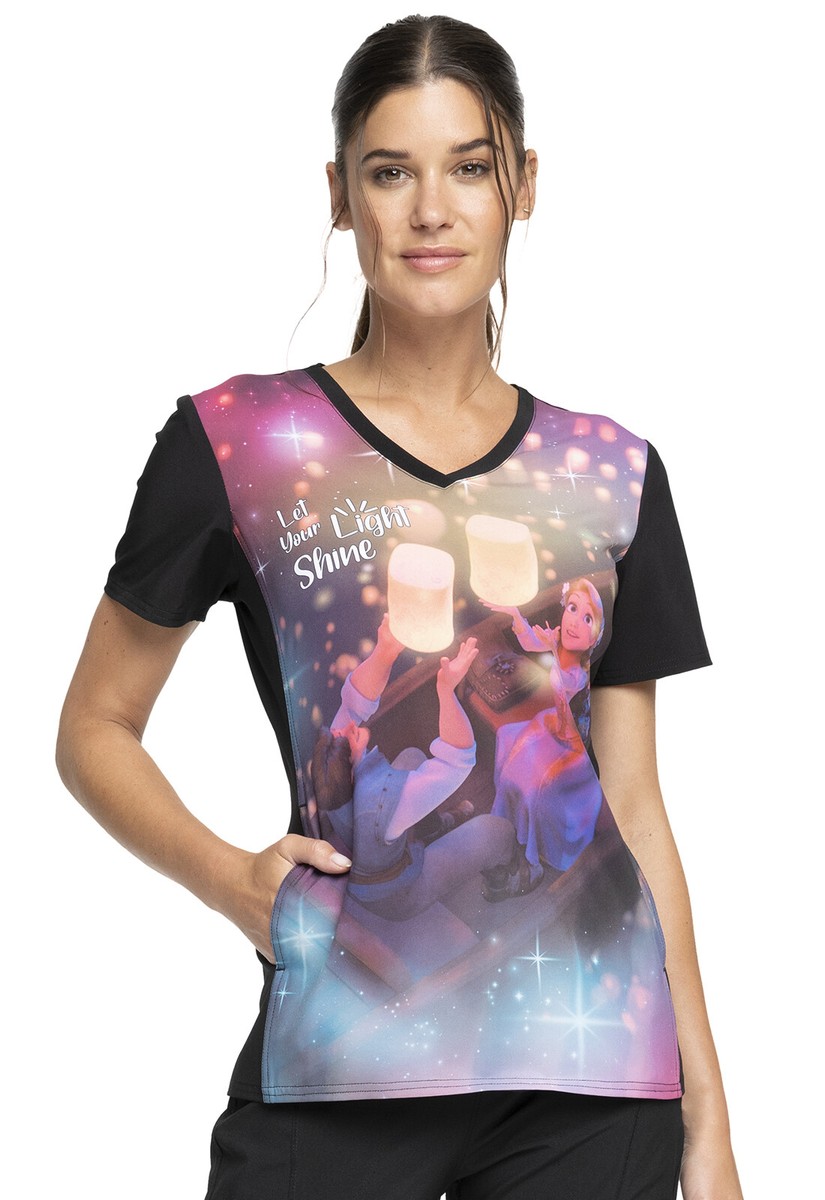 Rapunzel Cherokee Scrubs Tooniforms Disney V Neck Top TF627