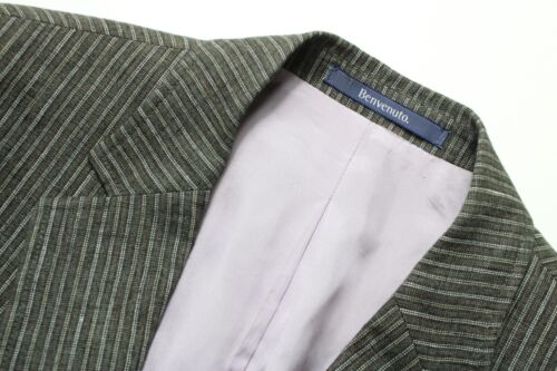 BENVENUTO Paolo Blazer Men's EU 53 Linen Pinstriped Lined Single Breasted - Picture 5 of 9