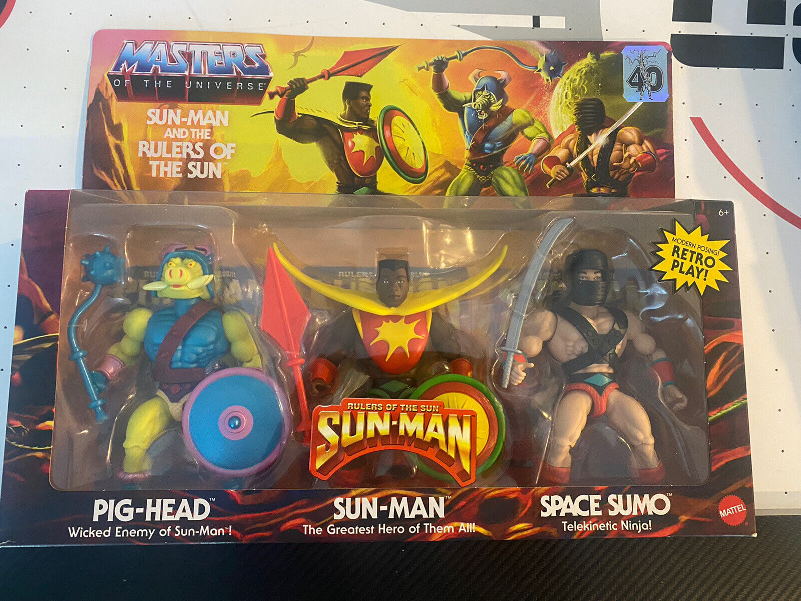 Masters of the Universe Sun-Man Pig-Head Space Sumo 3pk action figures 40th ann