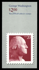 US #BK282A 20¢ Washington booklet Plate P3 perf. 10.5 Left Variety VF NH