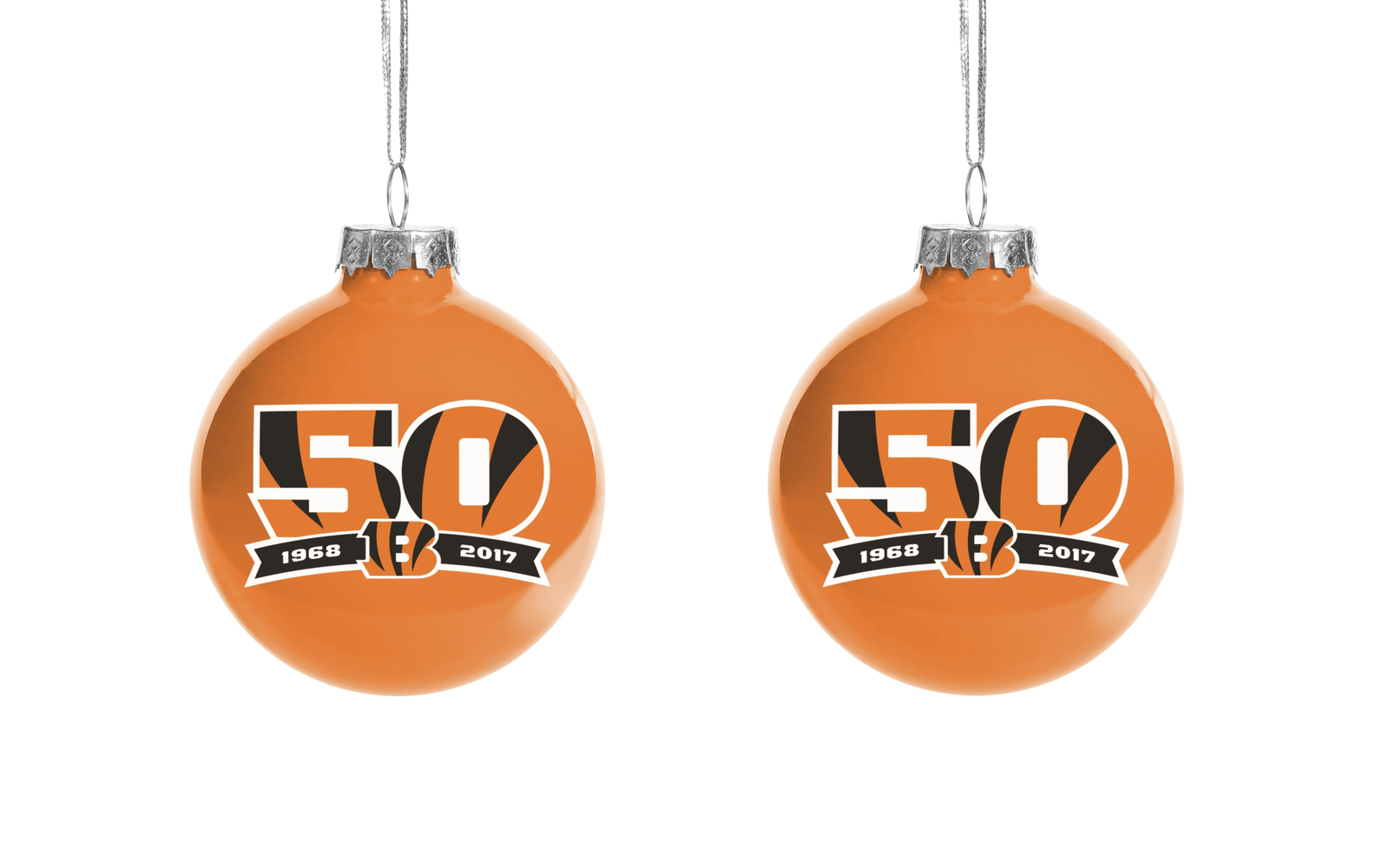 Украшение NFL - Стеклянный шар в упаковке из 2 предметов, Цинциннати Бенгалс