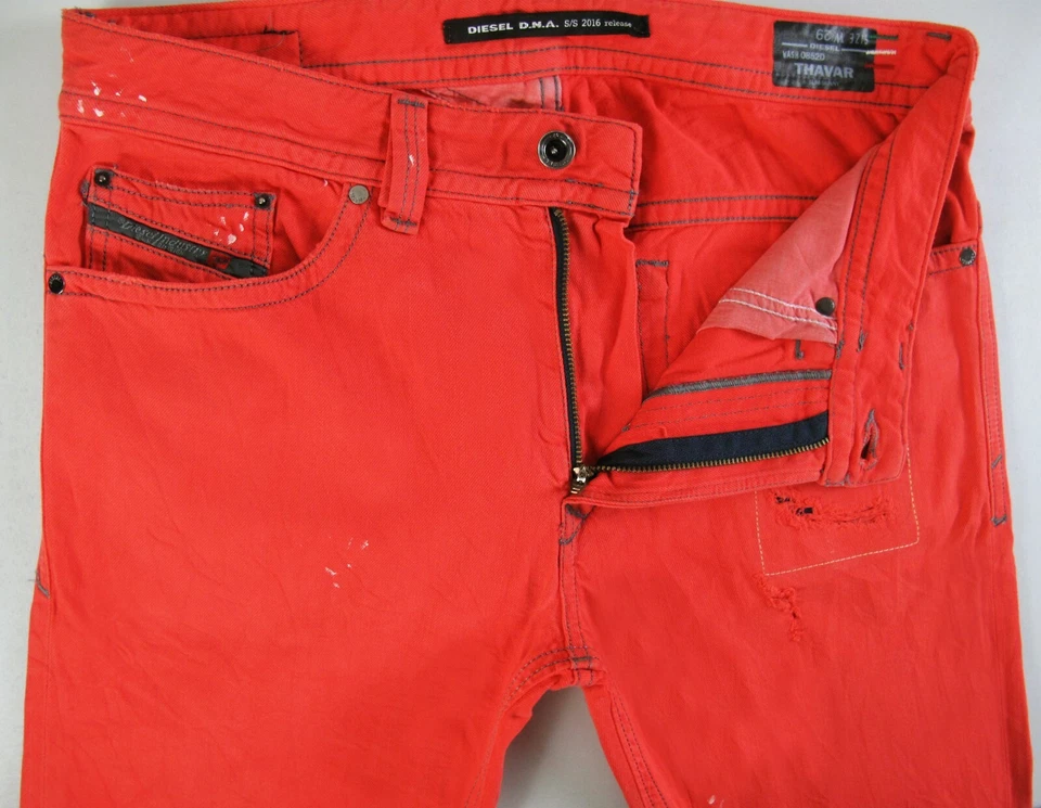 *LO ÚLTIMO ITALIA Hombres DIESEL THAVAR 852D SKINNY DISTRESS MELOCOTÓN Jeans 29 x32 (Ajuste 30x32) Foto 2 de 4