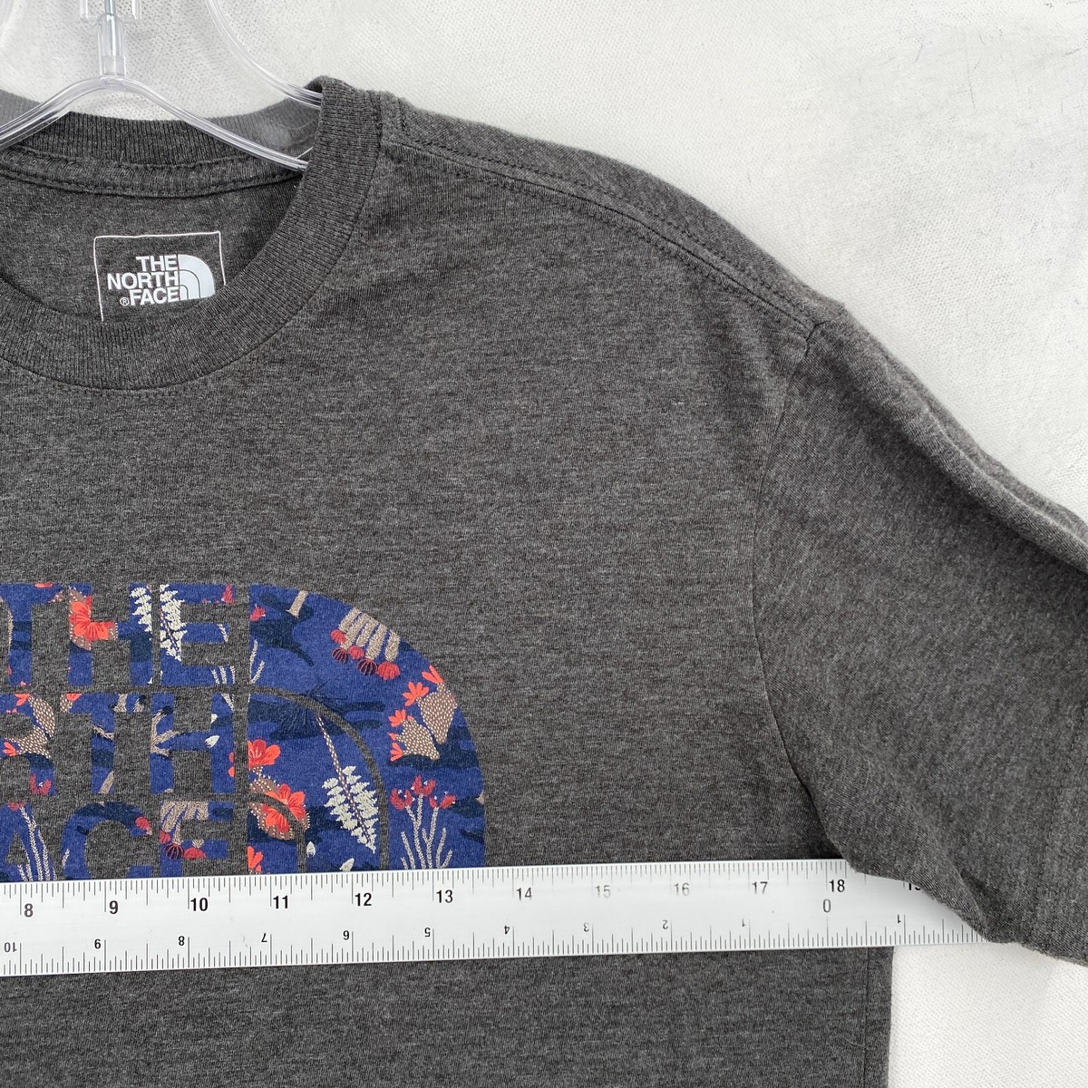 【THE NOTRH FACE】 FLORAL S/S R/TEE‐MELANGEGREY The North Face T Shirt Womens Small S Heather Gray Short