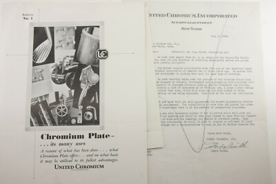 1929 Lamson Goodnow United Chromium Inc Bulletin 1&2 NYC Ephemera P969C