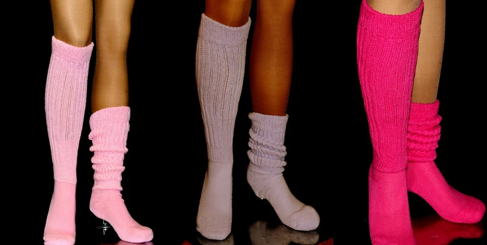 Calcetines holgados rosa Fushia Scrunch Hooters escuela niña uniforme disfraz de Halloween Foto 4 de 4