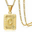 thumbnail 14  - 18&#034; Gold Plated Initial Letter Pendant Necklace Stainless Steel Figaro Chain